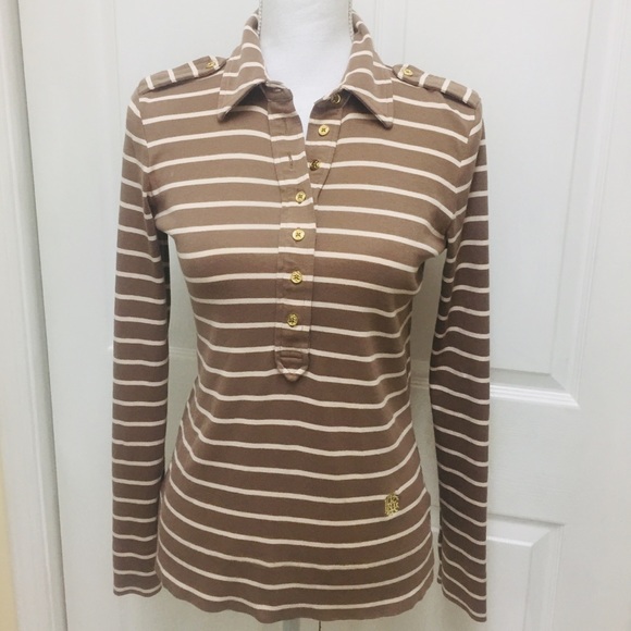 Tory Burch | Armel Polo Shirt - Brown | Size S - Picture 3 of 8
